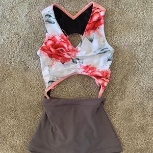 OhLaLa red floral leotard - AXS